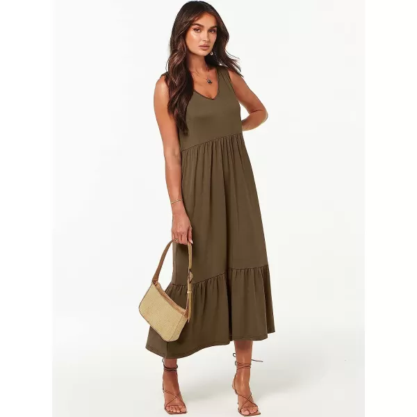 imageANRABESS Womens Summer Casual Sleeveless V Neck Swing Dress Casual Flowy Tiered Maxi Beach Dress with Pockets15coffee