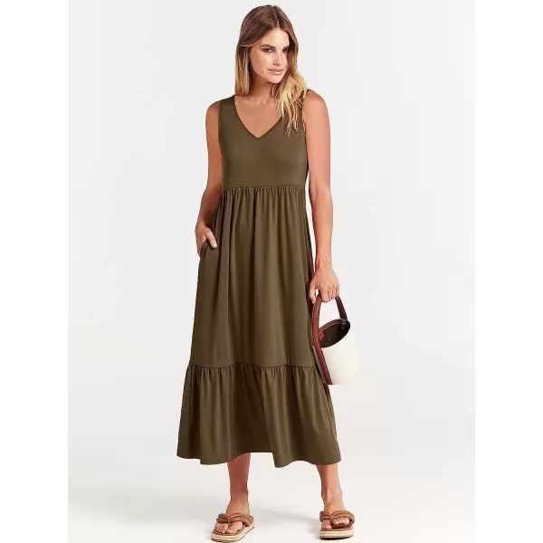 imageANRABESS Womens Summer Casual Sleeveless V Neck Swing Dress Casual Flowy Tiered Maxi Beach Dress with Pockets15coffee