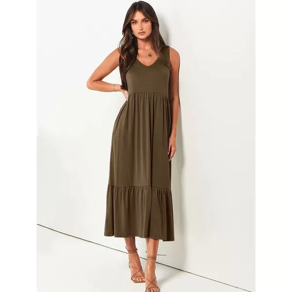 imageANRABESS Womens Summer Casual Sleeveless V Neck Swing Dress Casual Flowy Tiered Maxi Beach Dress with Pockets15coffee