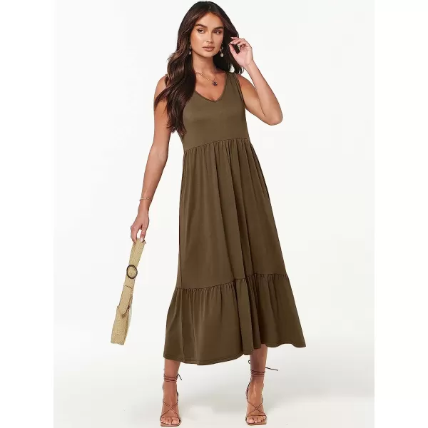 imageANRABESS Womens Summer Casual Sleeveless V Neck Swing Dress Casual Flowy Tiered Maxi Beach Dress with Pockets15coffee