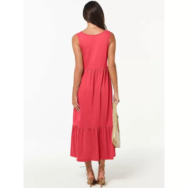 imageANRABESS Womens Summer Casual Sleeveless V Neck Swing Dress Fit amp Flare Flowy Tiered Maxi Beach Sundress with Pockets12peach