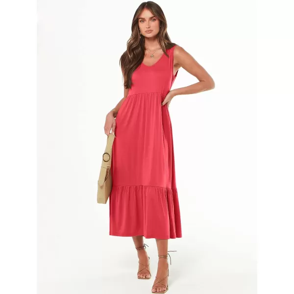 imageANRABESS Womens Summer Casual Sleeveless V Neck Swing Dress Fit amp Flare Flowy Tiered Maxi Beach Sundress with Pockets12peach