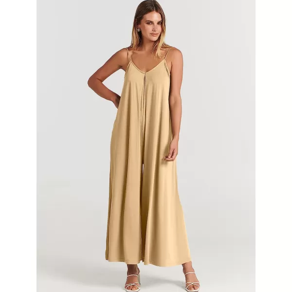 imageANRABESS Womens Summer Casual Spaghetti Strap V Neck Oversized Wide Leg Jumpsuit Pockets Beach Travel OutfitsBeige
