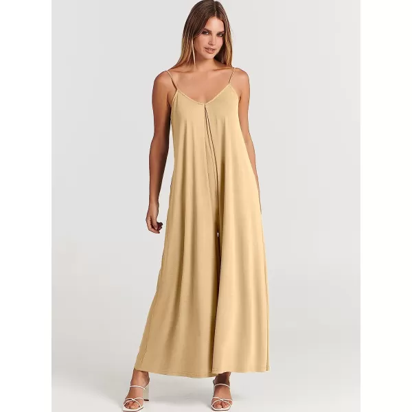 imageANRABESS Womens Summer Casual Spaghetti Strap V Neck Oversized Wide Leg Jumpsuit Pockets Beach Travel OutfitsBeige