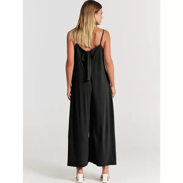 imageANRABESS Womens Summer Casual Spaghetti Strap V Neck Oversized Wide Leg Jumpsuit Pockets Beach Travel OutfitsBlack