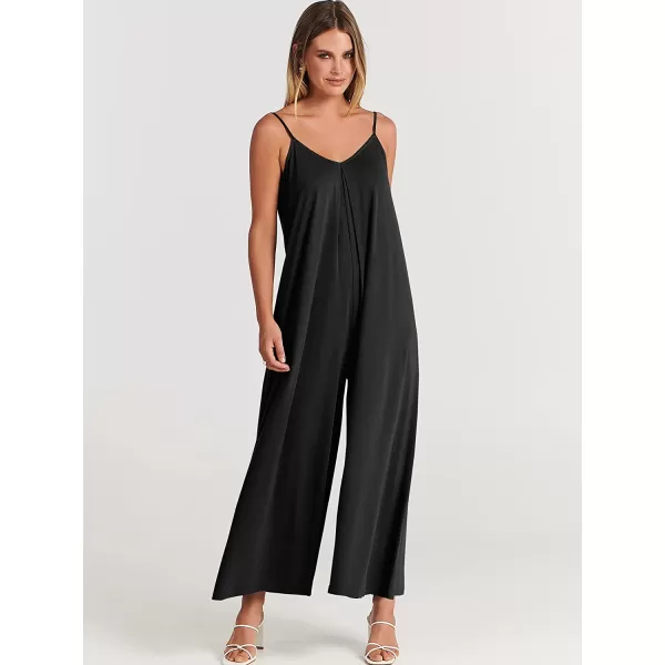 imageANRABESS Womens Summer Casual Spaghetti Strap V Neck Oversized Wide Leg Jumpsuit Pockets Beach Travel OutfitsBlack