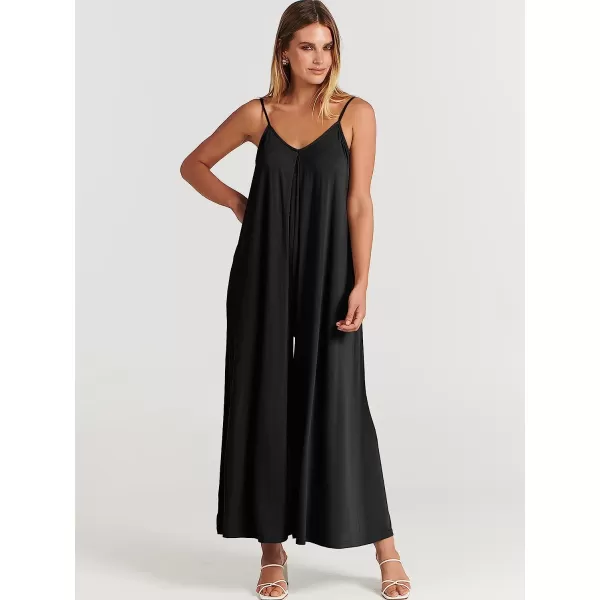 imageANRABESS Womens Summer Casual Spaghetti Strap V Neck Oversized Wide Leg Jumpsuit Pockets Beach Travel OutfitsBlack