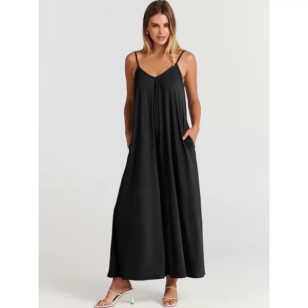 imageANRABESS Womens Summer Casual Spaghetti Strap V Neck Oversized Wide Leg Jumpsuit Pockets Beach Travel OutfitsBlack