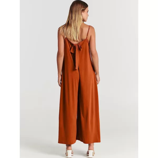 imageANRABESS Womens Summer Casual Spaghetti Strap V Neck Oversized Wide Leg Jumpsuit Pockets Beach Travel OutfitsBrown