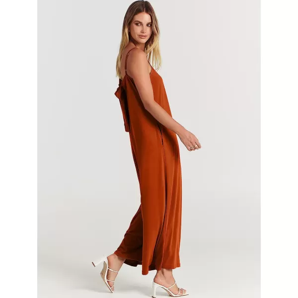 imageANRABESS Womens Summer Casual Spaghetti Strap V Neck Oversized Wide Leg Jumpsuit Pockets Beach Travel OutfitsBrown