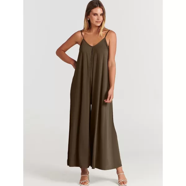 imageANRABESS Womens Summer Casual Spaghetti Strap V Neck Oversized Wide Leg Jumpsuit Pockets Beach Travel OutfitsCoffee