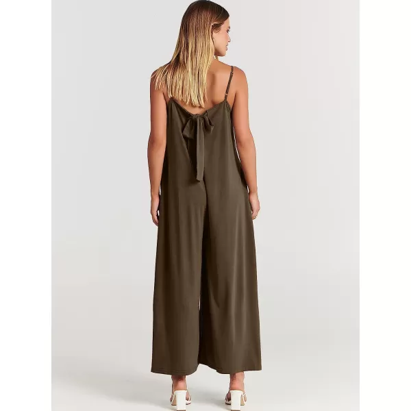 imageANRABESS Womens Summer Casual Spaghetti Strap V Neck Oversized Wide Leg Jumpsuit Pockets Beach Travel OutfitsCoffee