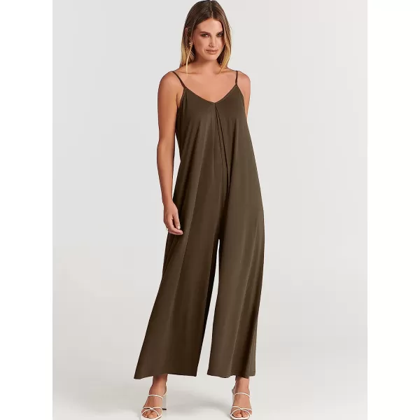 imageANRABESS Womens Summer Casual Spaghetti Strap V Neck Oversized Wide Leg Jumpsuit Pockets Beach Travel OutfitsCoffee