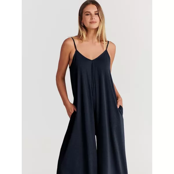 imageANRABESS Womens Summer Casual Spaghetti Strap V Neck Oversized Wide Leg Jumpsuit Pockets Beach Travel OutfitsDeep Blue