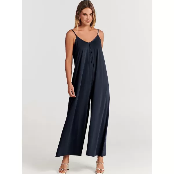 imageANRABESS Womens Summer Casual Spaghetti Strap V Neck Oversized Wide Leg Jumpsuit Pockets Beach Travel OutfitsDeep Blue