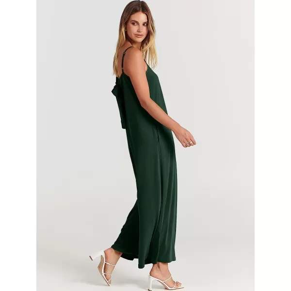 imageANRABESS Womens Summer Casual Spaghetti Strap V Neck Oversized Wide Leg Jumpsuit Pockets Beach Travel OutfitsDeep Green