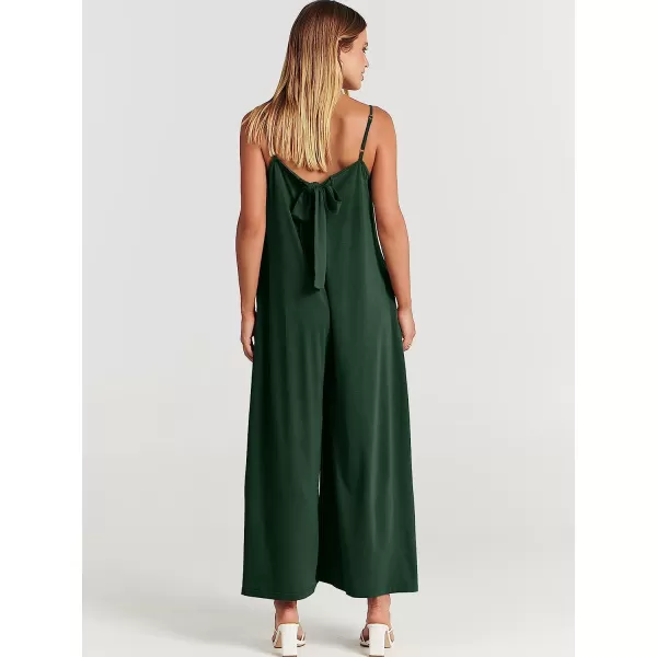 imageANRABESS Womens Summer Casual Spaghetti Strap V Neck Oversized Wide Leg Jumpsuit Pockets Beach Travel OutfitsDeep Green