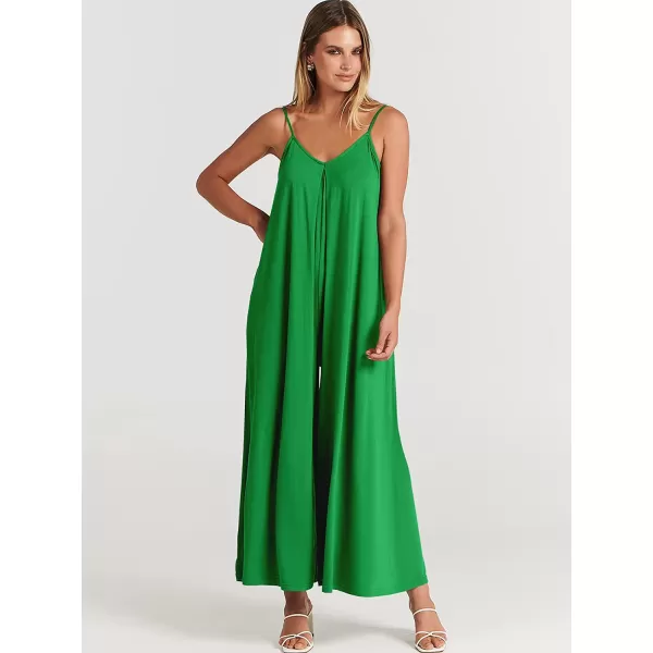 imageANRABESS Womens Summer Casual Spaghetti Strap V Neck Oversized Wide Leg Jumpsuit Pockets Beach Travel OutfitsGrass