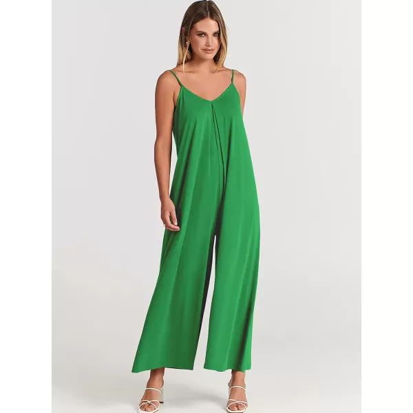 imageANRABESS Womens Summer Casual Spaghetti Strap V Neck Oversized Wide Leg Jumpsuit Pockets Beach Travel OutfitsGrass