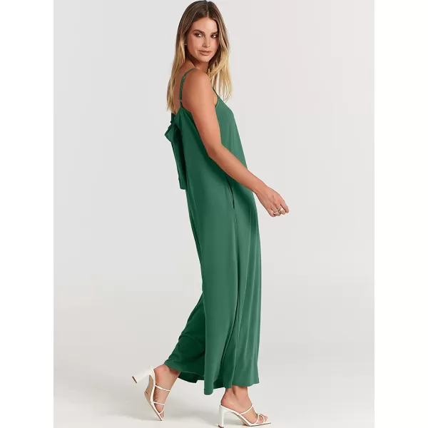 imageANRABESS Womens Summer Casual Spaghetti Strap V Neck Oversized Wide Leg Jumpsuit Pockets Beach Travel OutfitsGreen