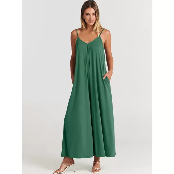 imageANRABESS Womens Summer Casual Spaghetti Strap V Neck Oversized Wide Leg Jumpsuit Pockets Beach Travel OutfitsGreen