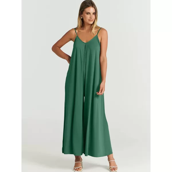 imageANRABESS Womens Summer Casual Spaghetti Strap V Neck Oversized Wide Leg Jumpsuit Pockets Beach Travel OutfitsGreen