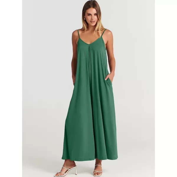 imageANRABESS Womens Summer Casual Spaghetti Strap V Neck Oversized Wide Leg Jumpsuit Pockets Beach Travel OutfitsGreen