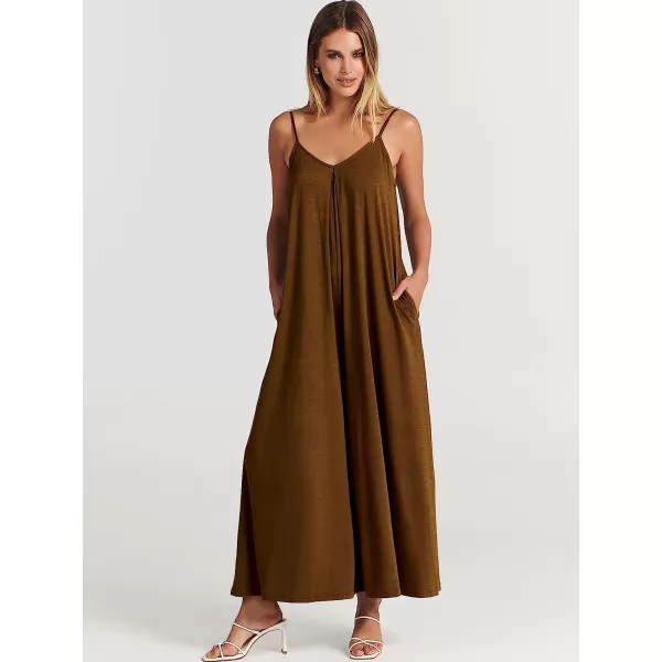 imageANRABESS Womens Summer Casual Spaghetti Strap V Neck Oversized Wide Leg Jumpsuit Pockets Beach Travel OutfitsKhaki
