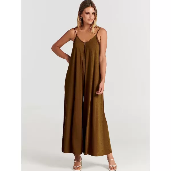 imageANRABESS Womens Summer Casual Spaghetti Strap V Neck Oversized Wide Leg Jumpsuit Pockets Beach Travel OutfitsKhaki