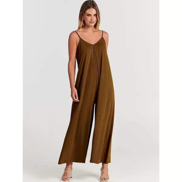 imageANRABESS Womens Summer Casual Spaghetti Strap V Neck Oversized Wide Leg Jumpsuit Pockets Beach Travel OutfitsKhaki