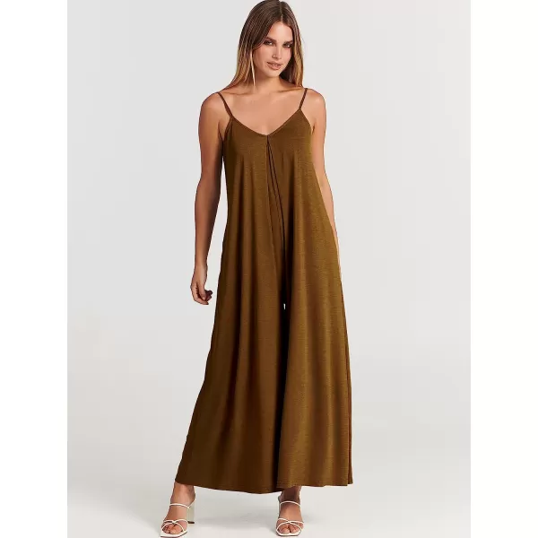 imageANRABESS Womens Summer Casual Spaghetti Strap V Neck Oversized Wide Leg Jumpsuit Pockets Beach Travel OutfitsKhaki