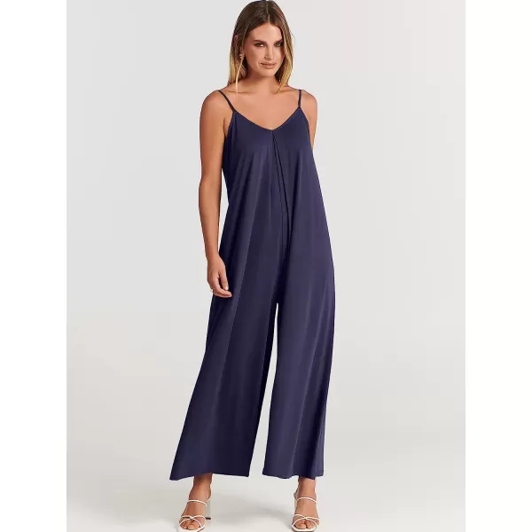 imageANRABESS Womens Summer Casual Spaghetti Strap V Neck Oversized Wide Leg Jumpsuit Pockets Beach Travel OutfitsNavy Blue