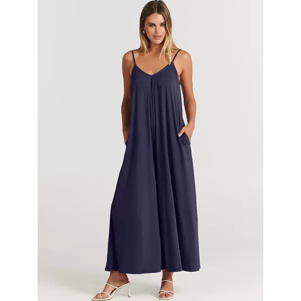 imageANRABESS Womens Summer Casual Spaghetti Strap V Neck Oversized Wide Leg Jumpsuit Pockets Beach Travel OutfitsNavy Blue