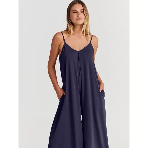 imageANRABESS Womens Summer Casual Spaghetti Strap V Neck Oversized Wide Leg Jumpsuit Pockets Beach Travel OutfitsNavy Blue