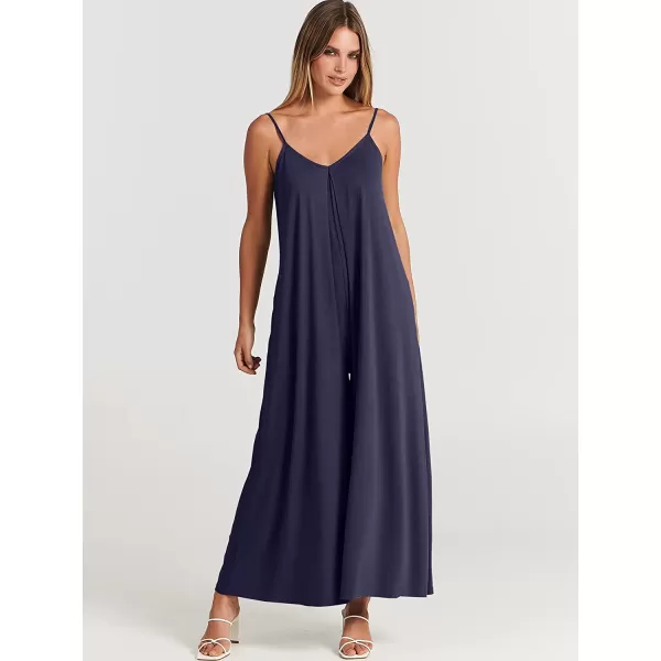 imageANRABESS Womens Summer Casual Spaghetti Strap V Neck Oversized Wide Leg Jumpsuit Pockets Beach Travel OutfitsNavy Blue