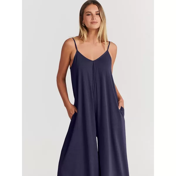 imageANRABESS Womens Summer Casual Spaghetti Strap V Neck Oversized Wide Leg Jumpsuit Pockets Beach Travel OutfitsNavy Blue