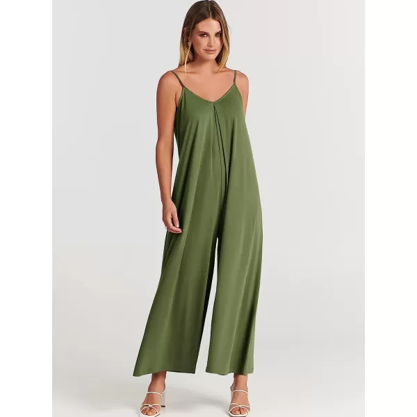 imageANRABESS Womens Summer Casual Spaghetti Strap V Neck Oversized Wide Leg Jumpsuit Pockets Beach Travel OutfitsOlive