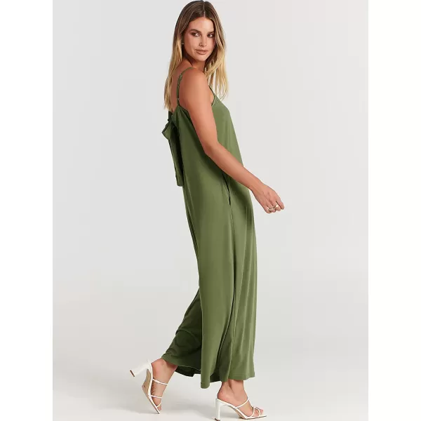 imageANRABESS Womens Summer Casual Spaghetti Strap V Neck Oversized Wide Leg Jumpsuit Pockets Beach Travel OutfitsOlive
