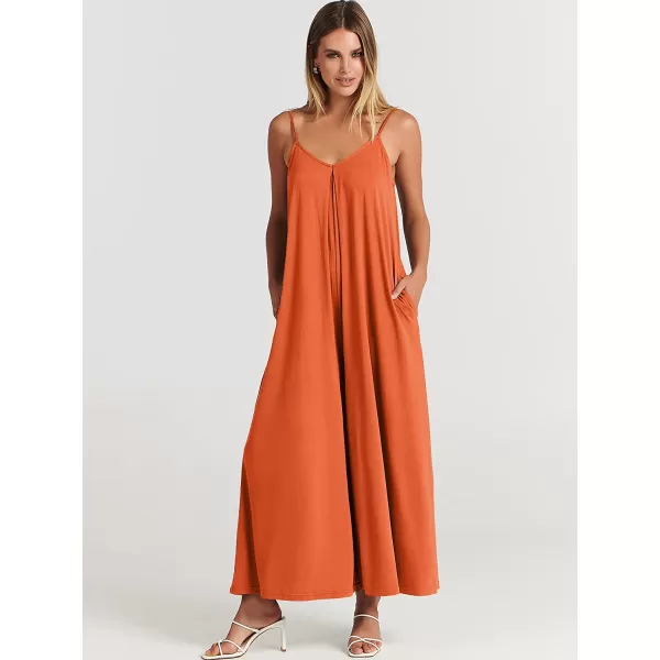 imageANRABESS Womens Summer Casual Spaghetti Strap V Neck Oversized Wide Leg Jumpsuit Pockets Beach Travel OutfitsOrange