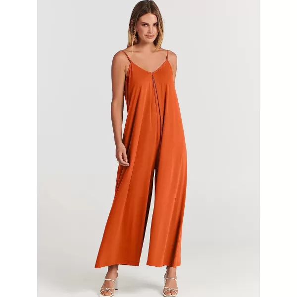 imageANRABESS Womens Summer Casual Spaghetti Strap V Neck Oversized Wide Leg Jumpsuit Pockets Beach Travel OutfitsOrange