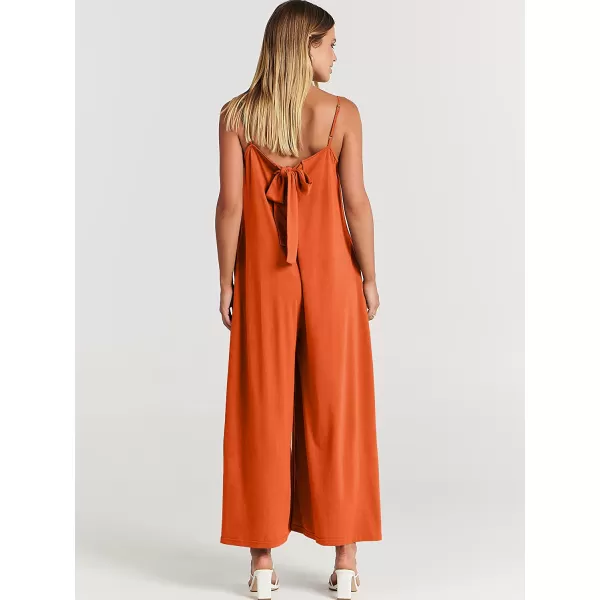imageANRABESS Womens Summer Casual Spaghetti Strap V Neck Oversized Wide Leg Jumpsuit Pockets Beach Travel OutfitsOrange