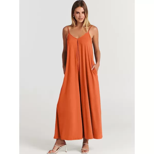 imageANRABESS Womens Summer Casual Spaghetti Strap V Neck Oversized Wide Leg Jumpsuit Pockets Beach Travel OutfitsOrange