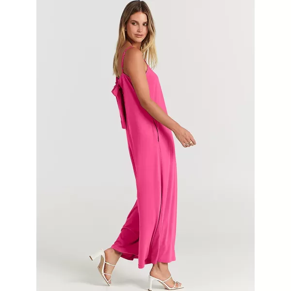 imageANRABESS Womens Summer Casual Spaghetti Strap V Neck Oversized Wide Leg Jumpsuit Pockets Beach Travel OutfitsPink