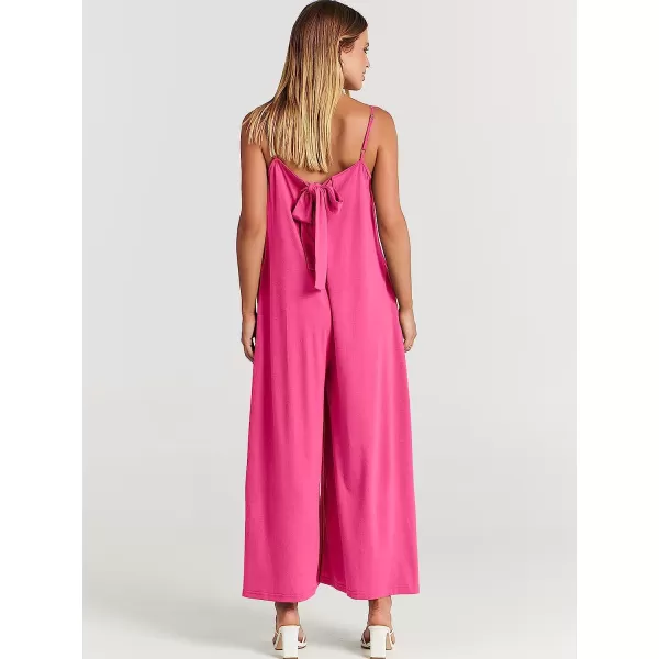 imageANRABESS Womens Summer Casual Spaghetti Strap V Neck Oversized Wide Leg Jumpsuit Pockets Beach Travel OutfitsPink
