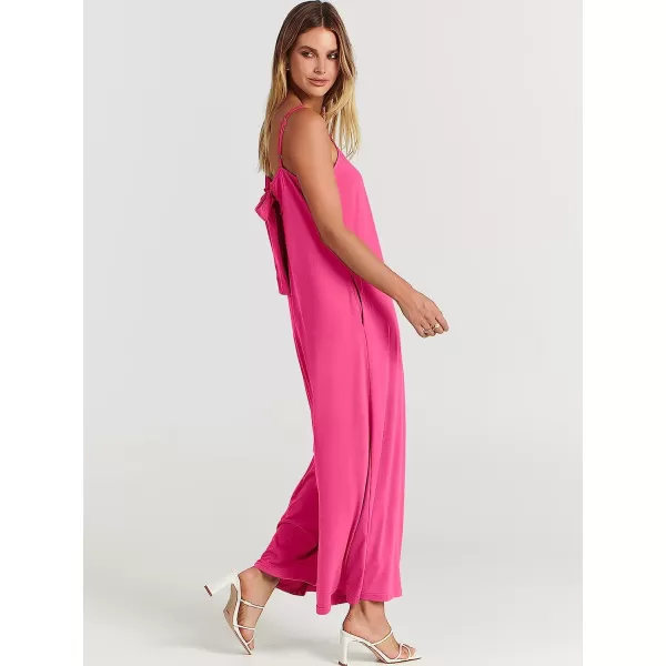 imageANRABESS Womens Summer Casual Spaghetti Strap V Neck Oversized Wide Leg Jumpsuit Pockets Beach Travel OutfitsPink