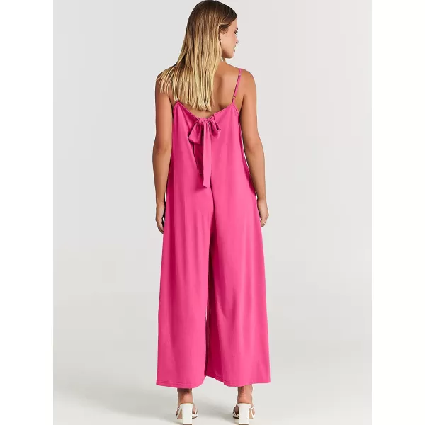 imageANRABESS Womens Summer Casual Spaghetti Strap V Neck Oversized Wide Leg Jumpsuit Pockets Beach Travel OutfitsPink