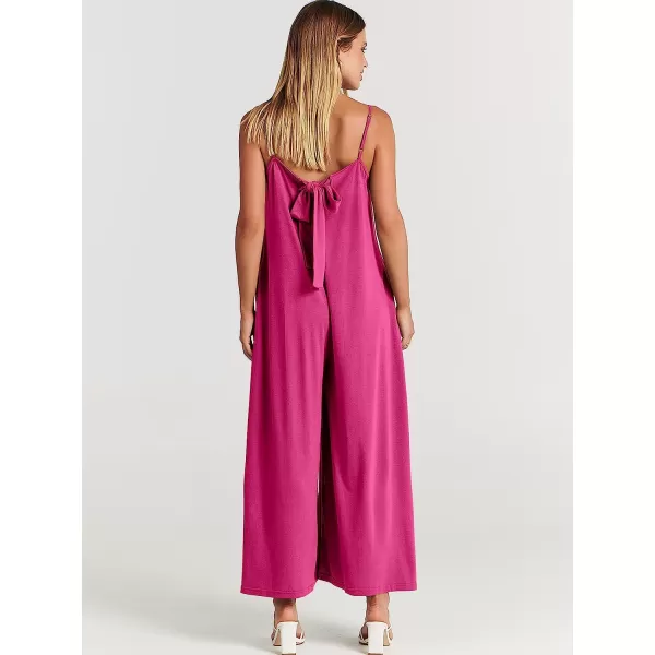 imageANRABESS Womens Summer Casual Spaghetti Strap V Neck Oversized Wide Leg Jumpsuit Pockets Beach Travel OutfitsRose