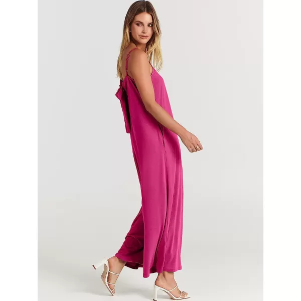 imageANRABESS Womens Summer Casual Spaghetti Strap V Neck Oversized Wide Leg Jumpsuit Pockets Beach Travel OutfitsRose