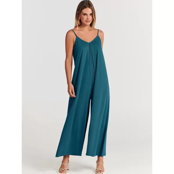 imageANRABESS Womens Summer Casual Spaghetti Strap V Neck Oversized Wide Leg Jumpsuit Pockets Beach Travel OutfitsTeal Blue