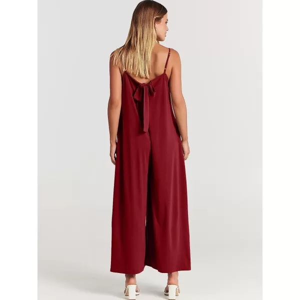 imageANRABESS Womens Summer Casual Spaghetti Strap V Neck Oversized Wide Leg Jumpsuit Pockets Beach Travel OutfitsWine Red